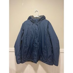 L.L. Bean Winter Warmer Jacket Coat Hood Blue Fleece Lined Women Size 3X NWOT